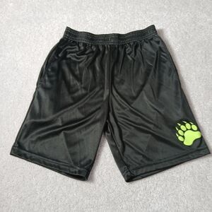 Kids Black Shorts with Green Paw Print